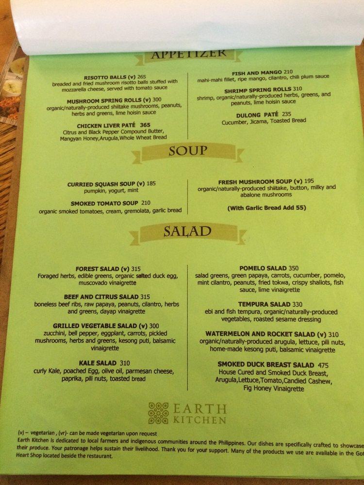 Menu At Earth Kitchen Restaurant Quezon City J36C 473   R6ab Earth Kitchen Menu 