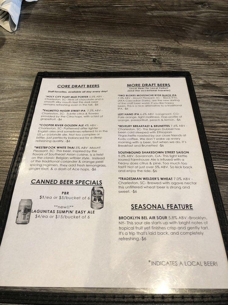 Menu at Page's Okra Grill restaurant, Mount Pleasant