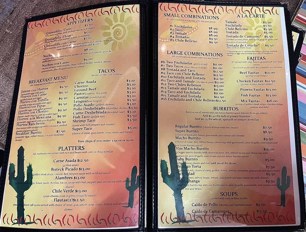 Menu at Sonora Market & Taqueria restaurant, San Rafael