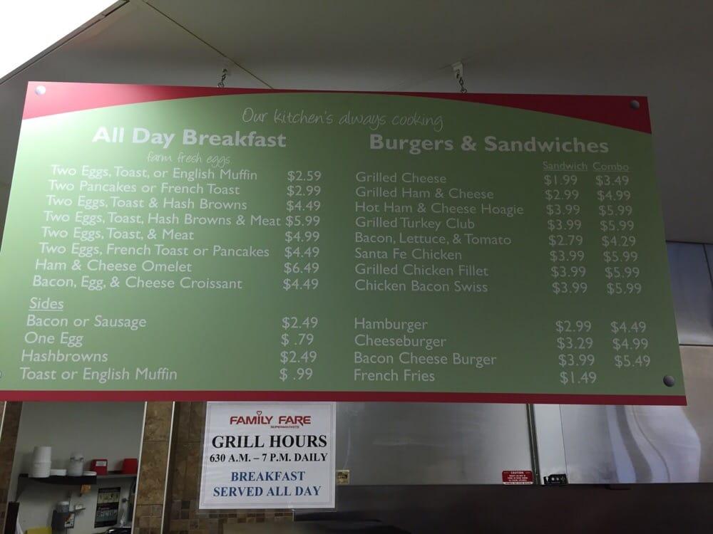 Menu at Family Fare Supermarket, West Fargo