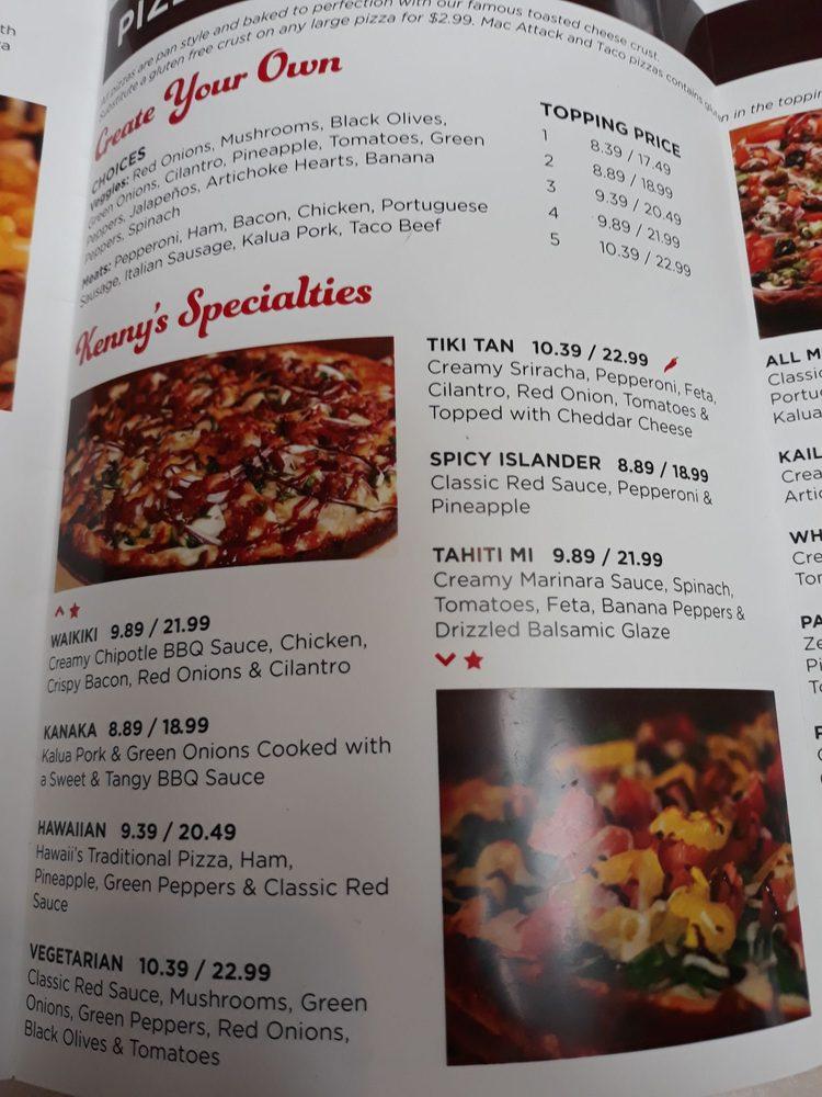 Menu at Coconut Kenny's pizzeria, Bellingham, James St
