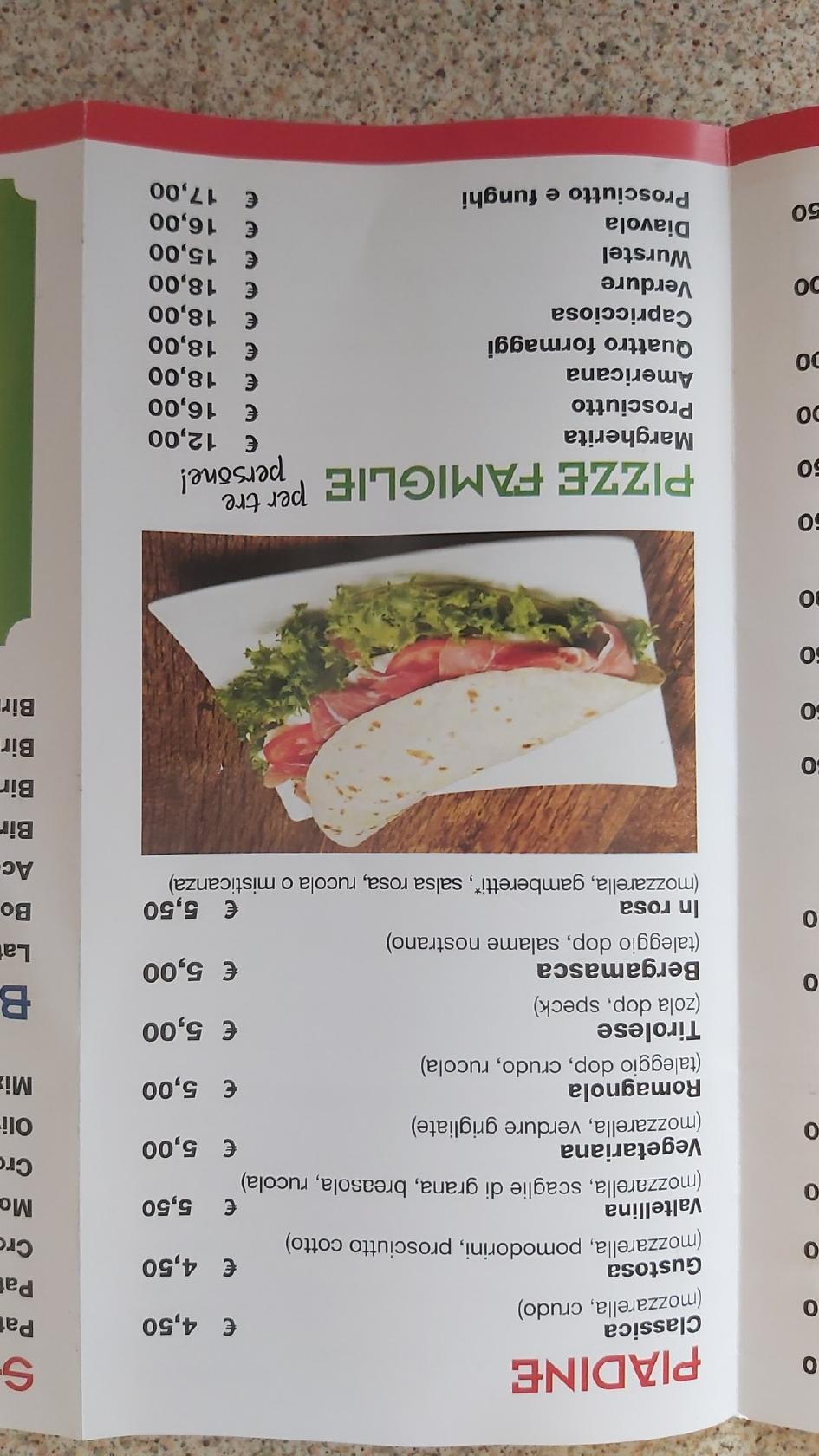 Menu at Pizzeria Del Vicolo, Scanzorosciate