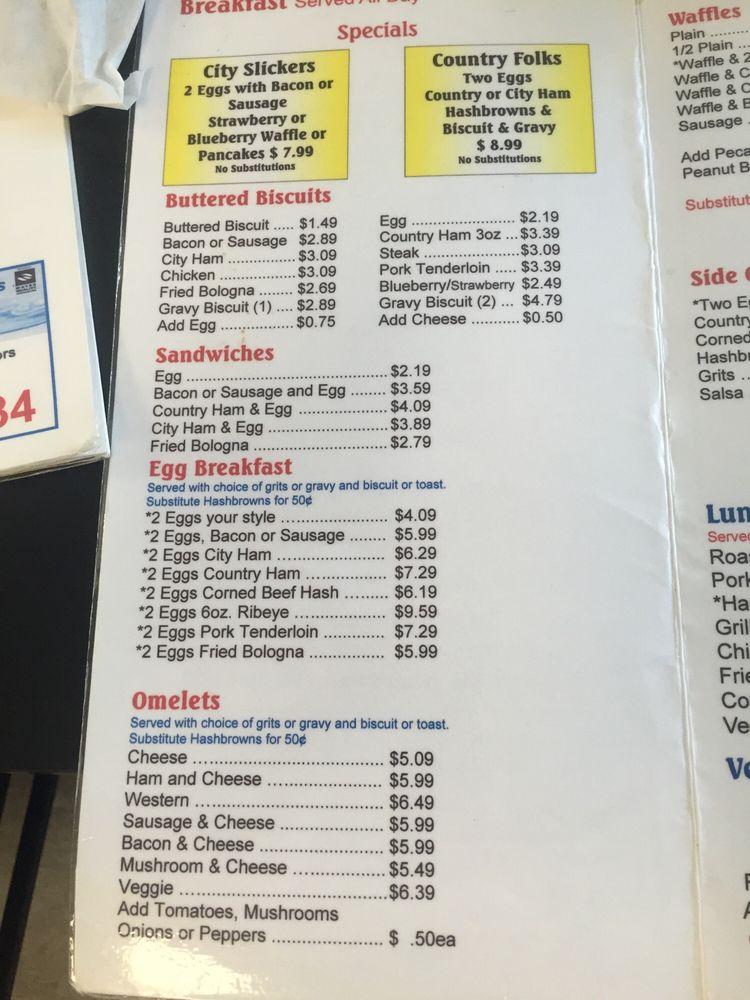 Menu at The Buttered Biscuit restaurant, Waynesville