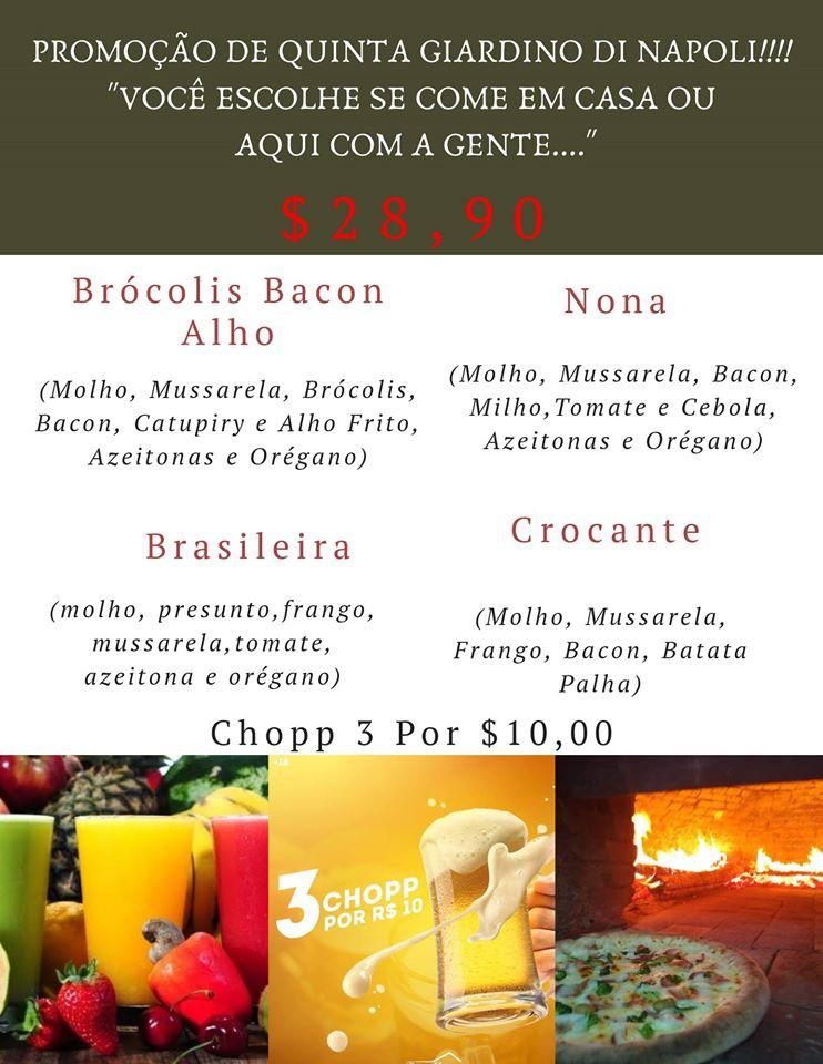 Menu Em Giardino Di Napoli Pizzaria Tupi Paulista