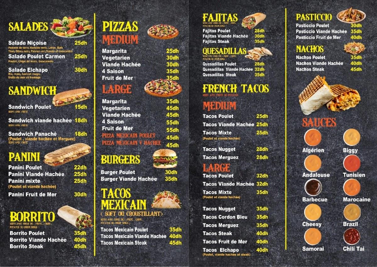 Menu at Snack el chapo restaurant, Fes