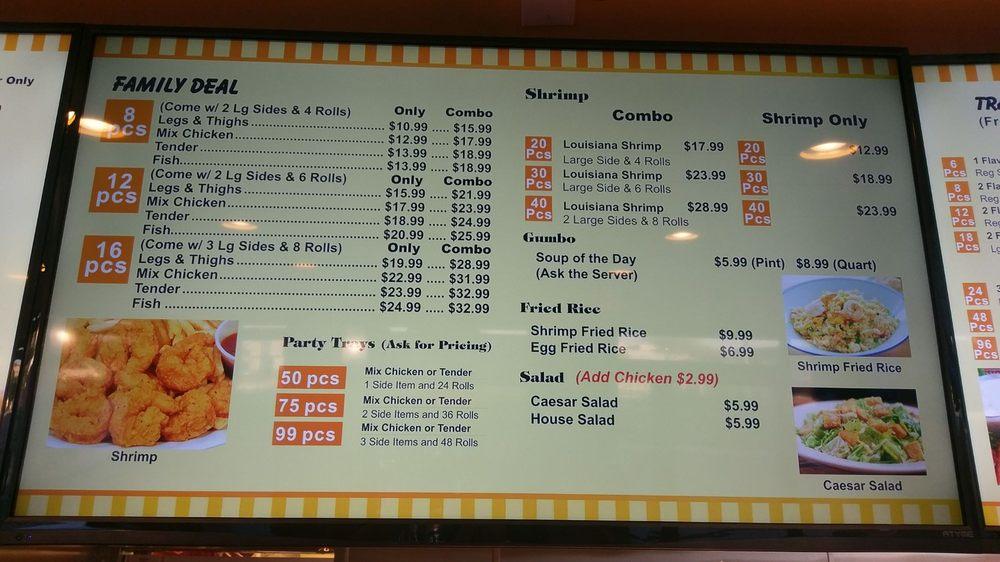 Menu at Louisiana Fried Chicken restaurant, Chandler