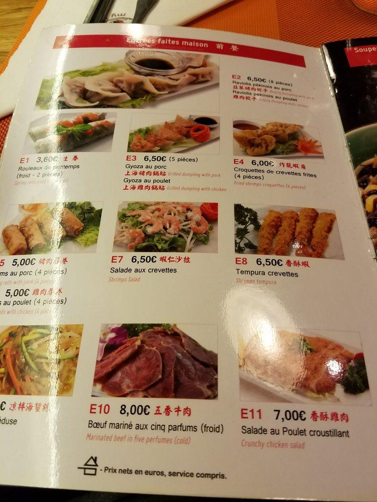 Menu at My Noodles restaurant, Paris
