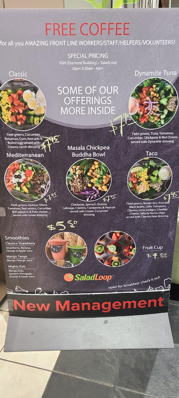 Menu at Salad Loop pub & bar, Vancouver, Laurel St
