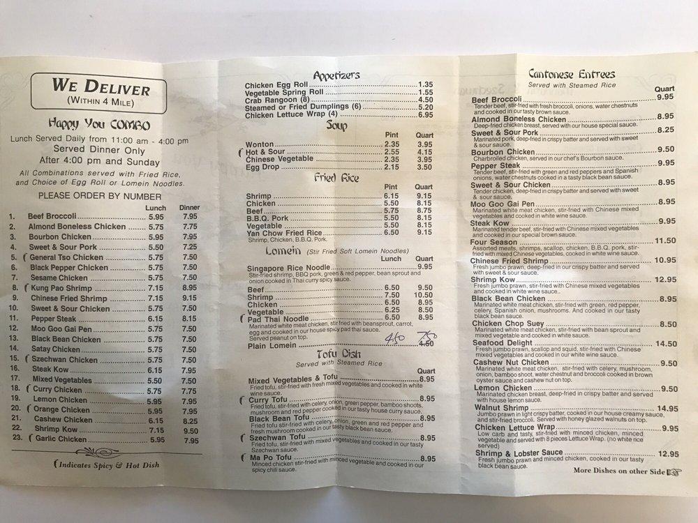 Menu at Happy You Chinese Restaurant, Keego Harbor