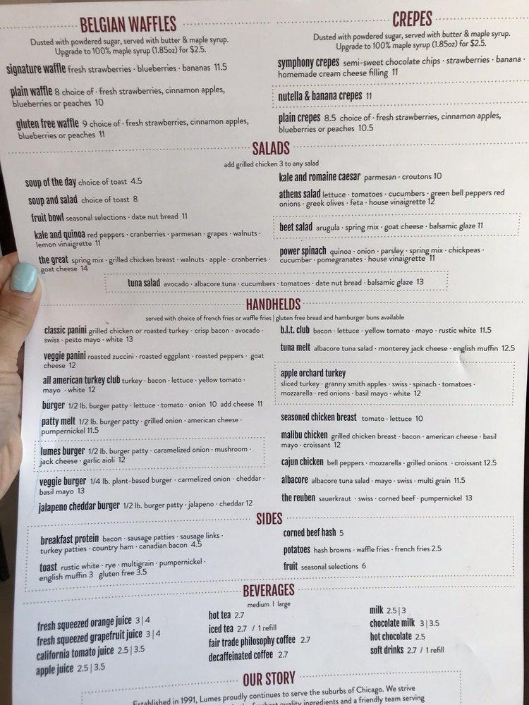 Menu at Lumes Brunch Cafe, Willowbrook