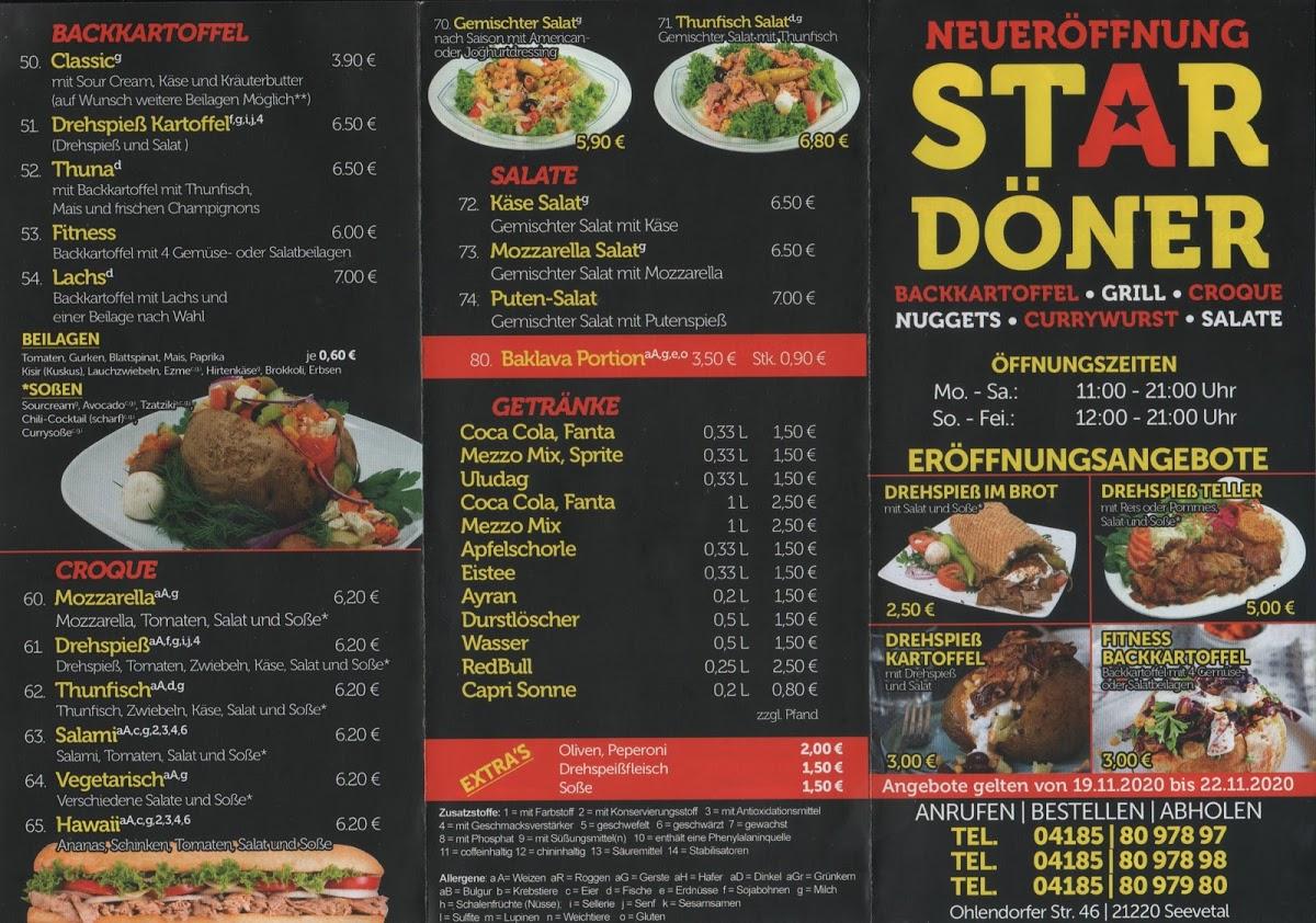 Speisekarte von Star Döner Ohlendorf restaurant, Seevetal