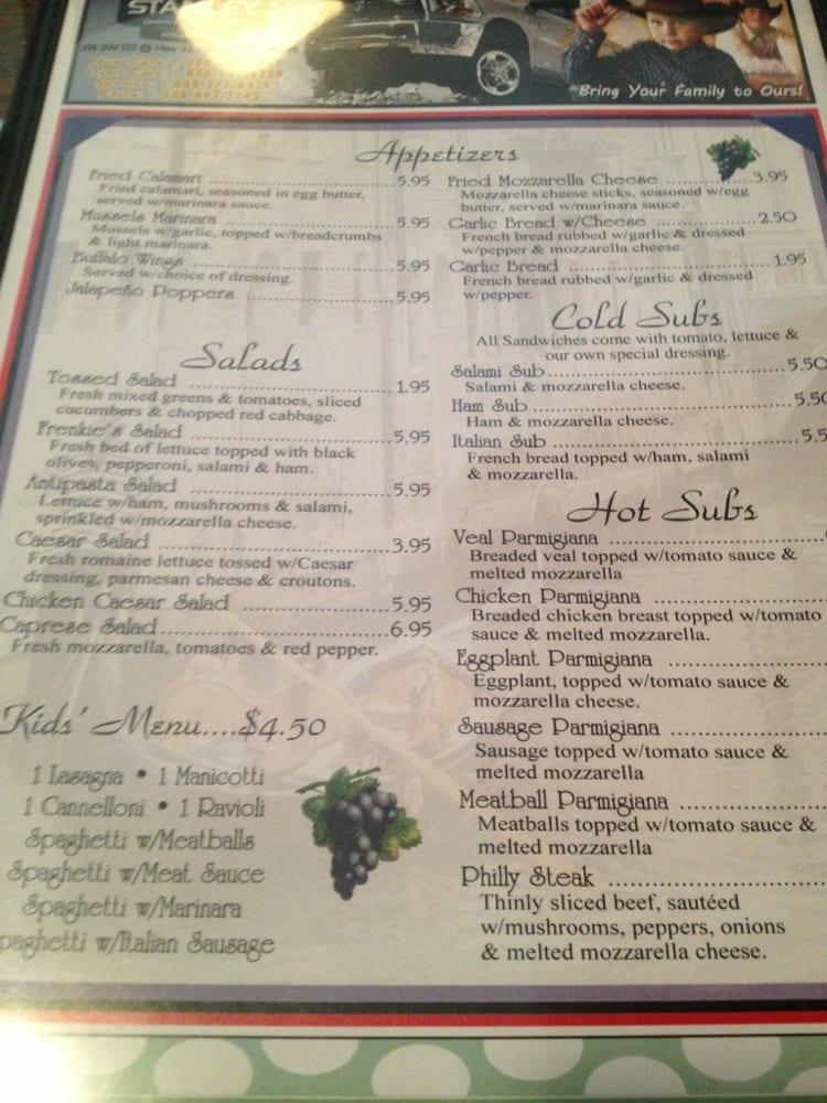 Menu at Frenkie's Pasta & Pizza pizzeria, Hillsboro