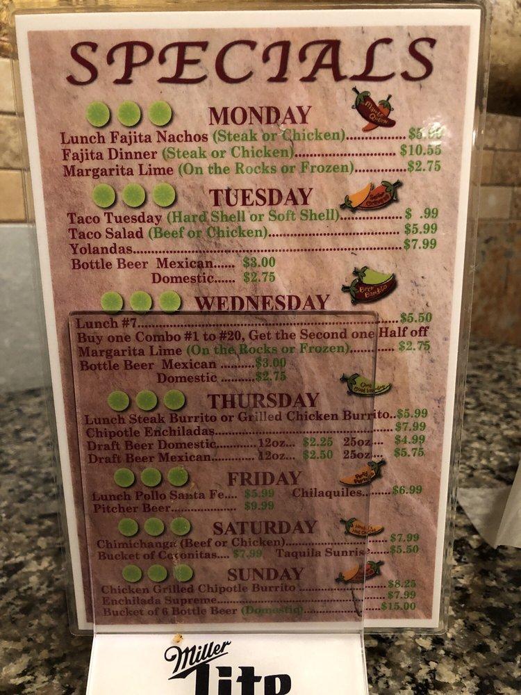 Menu at San Jose Mexican Restaurant, Pembroke