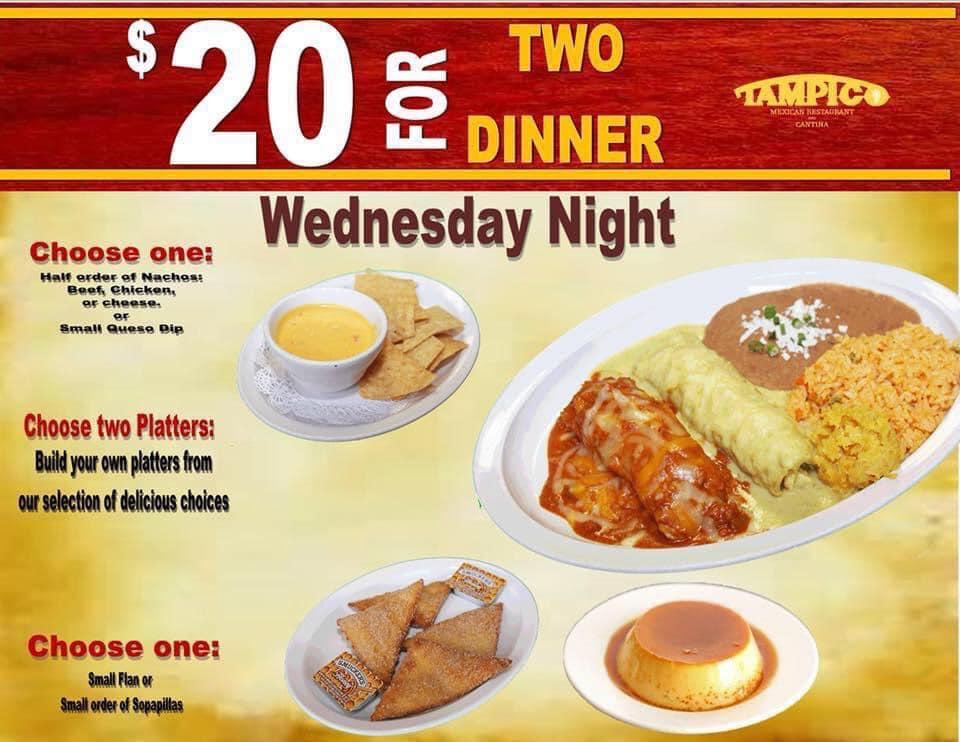 Menu at Tampico's pub & bar, Lafayette