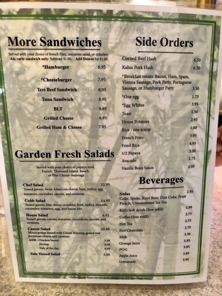 Menu at Bamboo Grille Maui restaurant, Wailuku