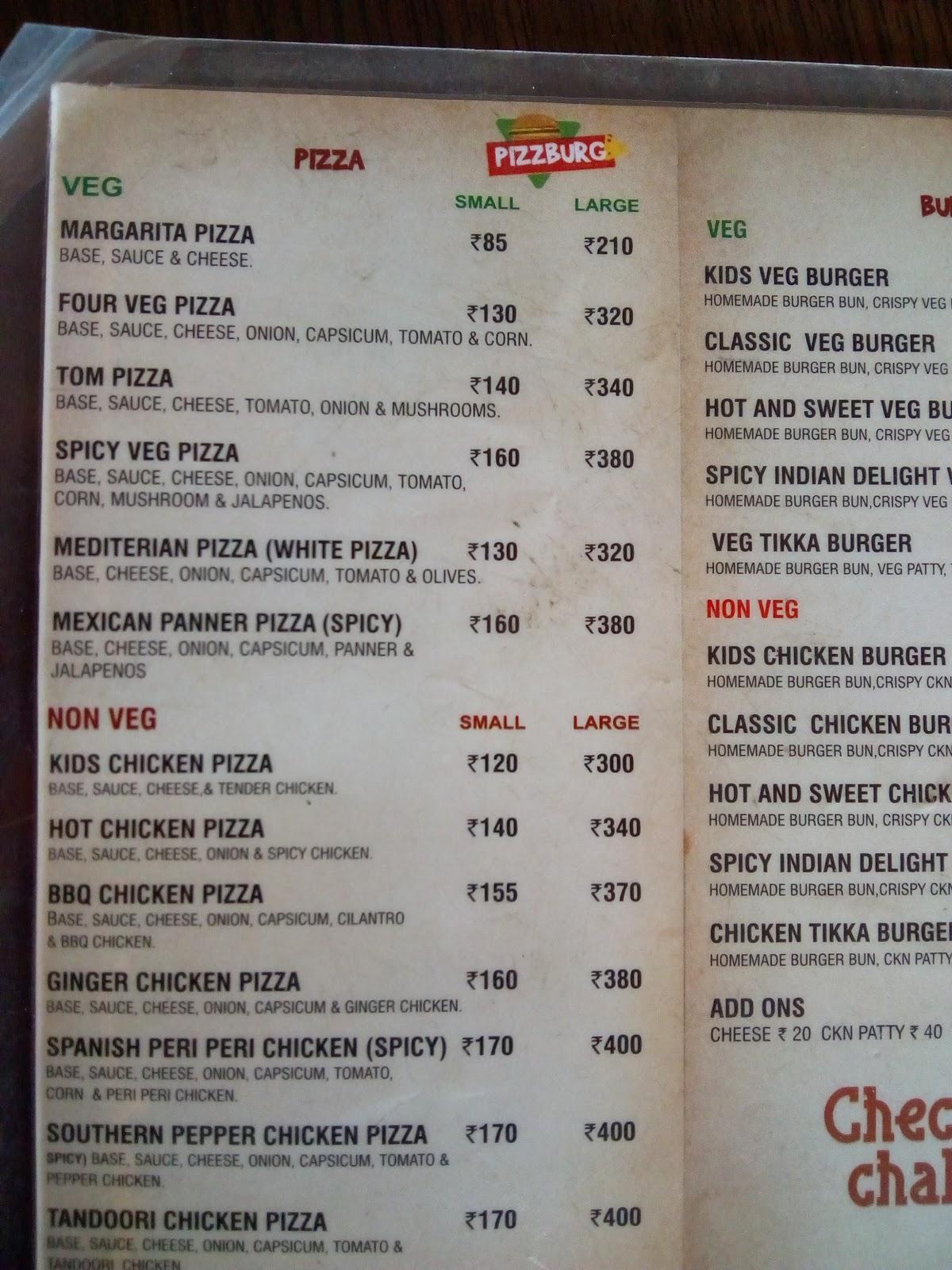 Menu at PizzBurg, Gobichettipalayam, Ground Floor