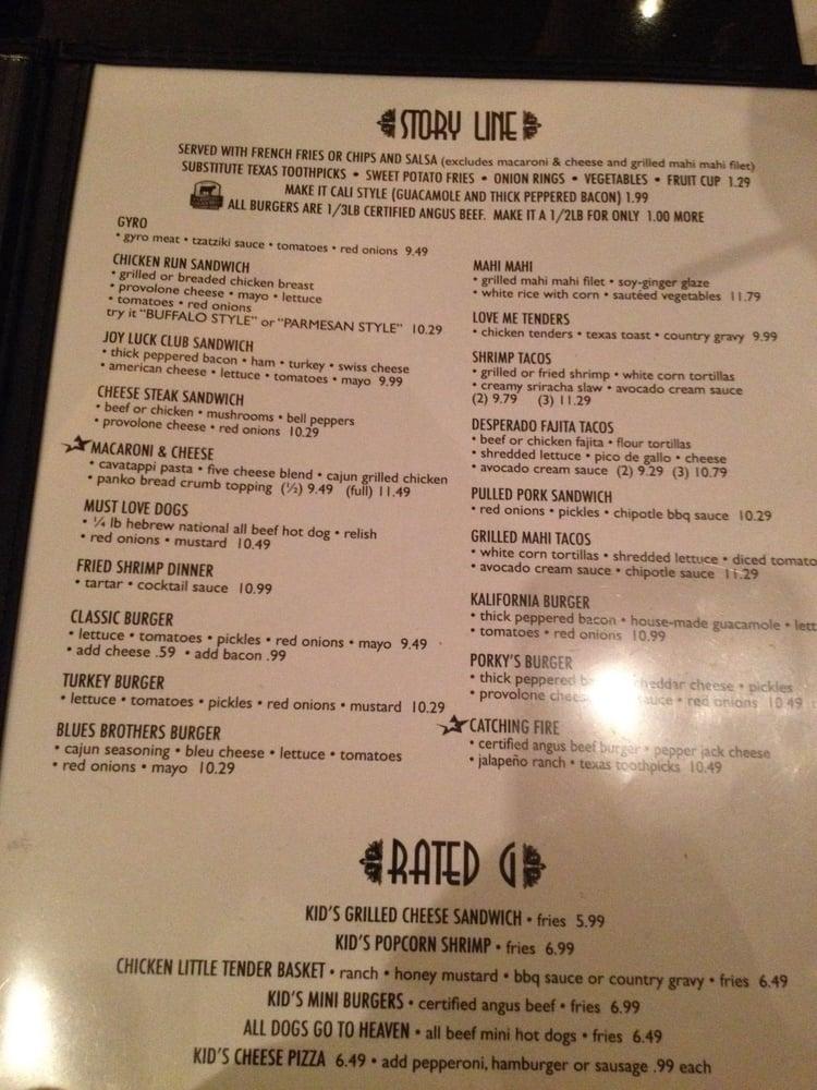Menu at Star Cinema Grill pub & bar, Missouri City