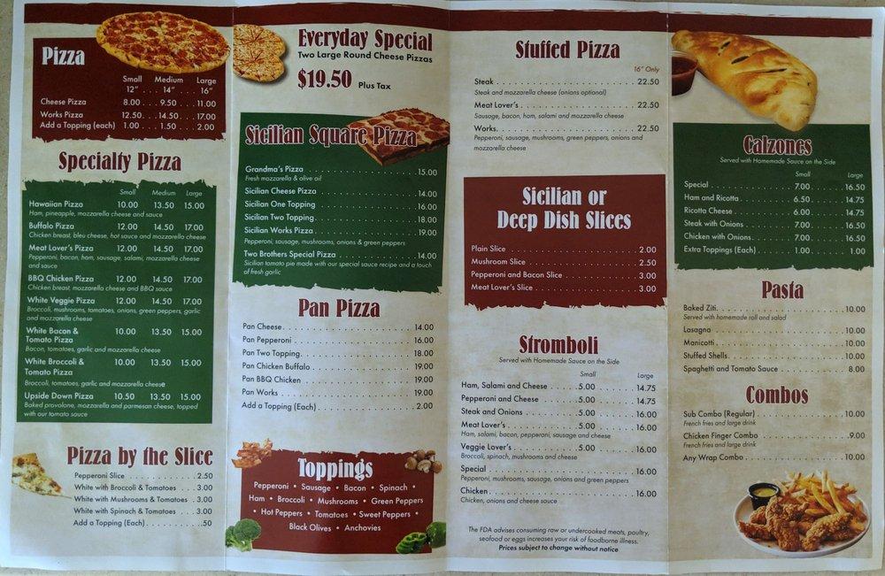 Menu at Two Brothers Pizza pizzeria, Harrisburg, Jonestown Rd 157