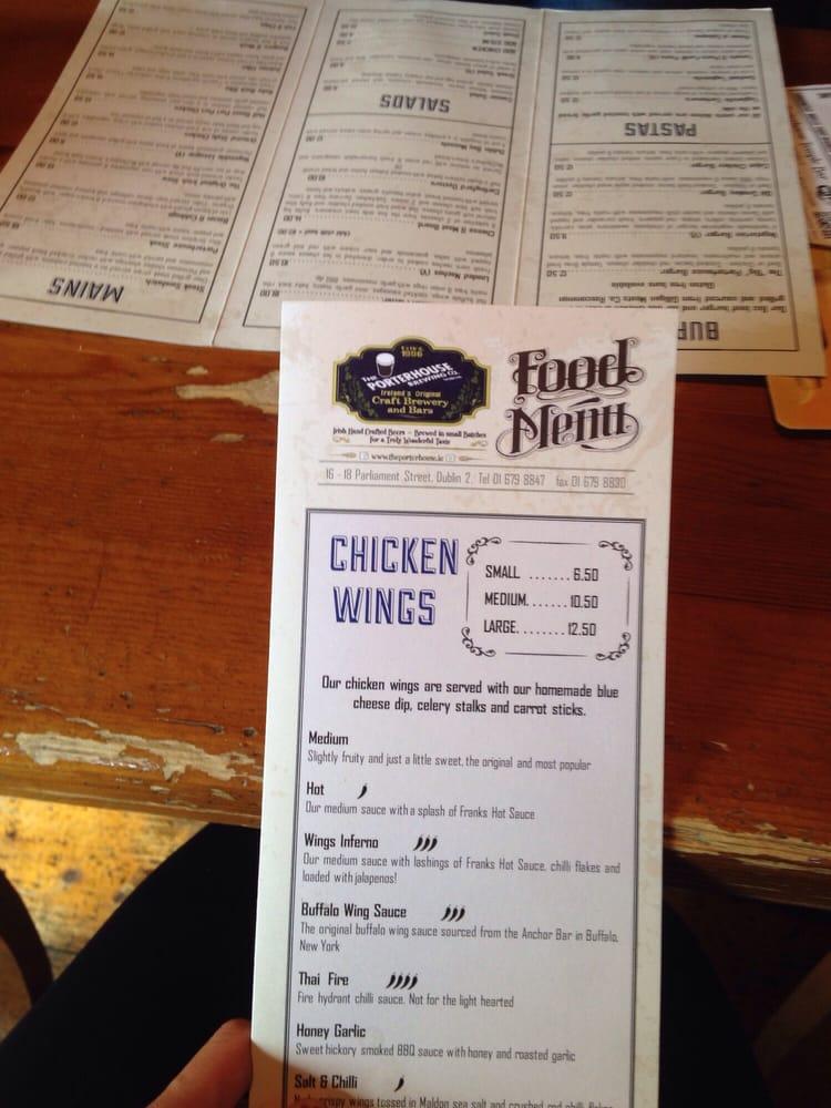 Menu at Porterhouse Temple Bar, Dublin, 1618 Parliament St