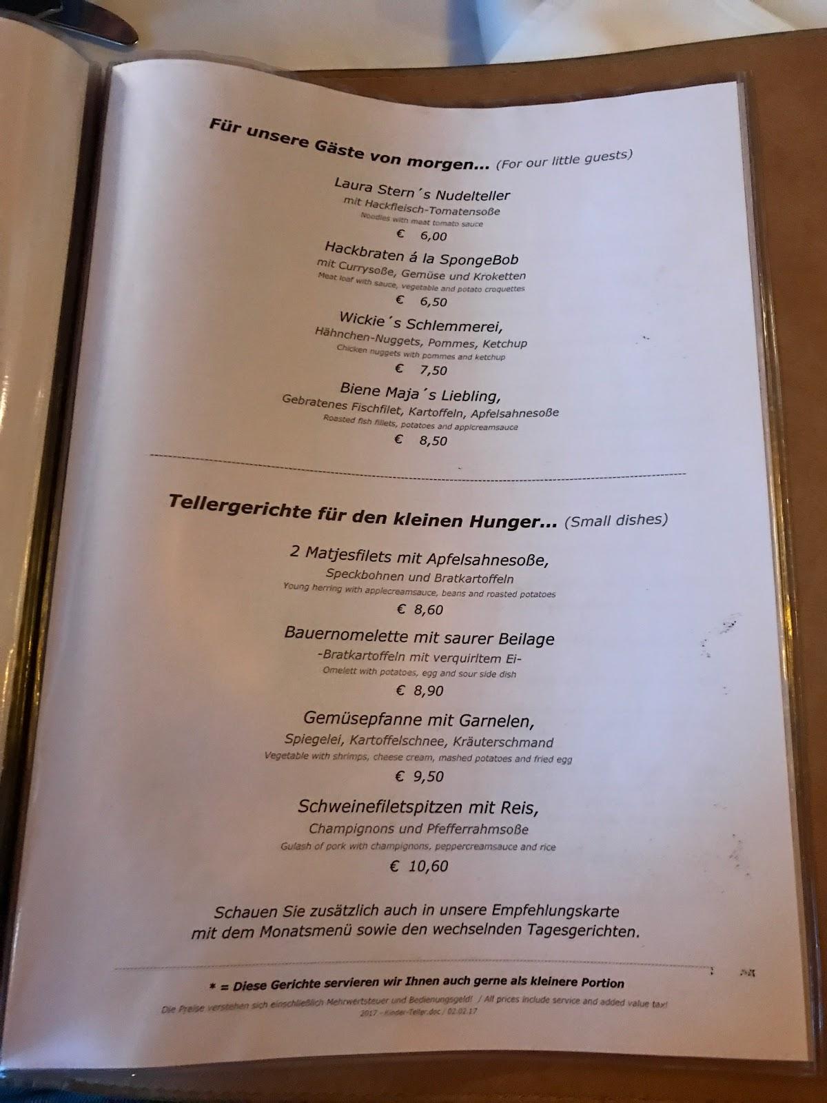 Speisekarte von Klostermanns Restaurant Zum Schwarzen Bären e K