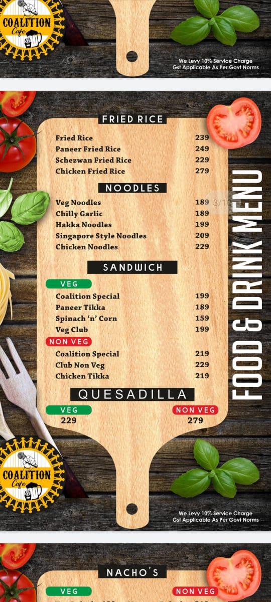 Coalition Cafe menu
