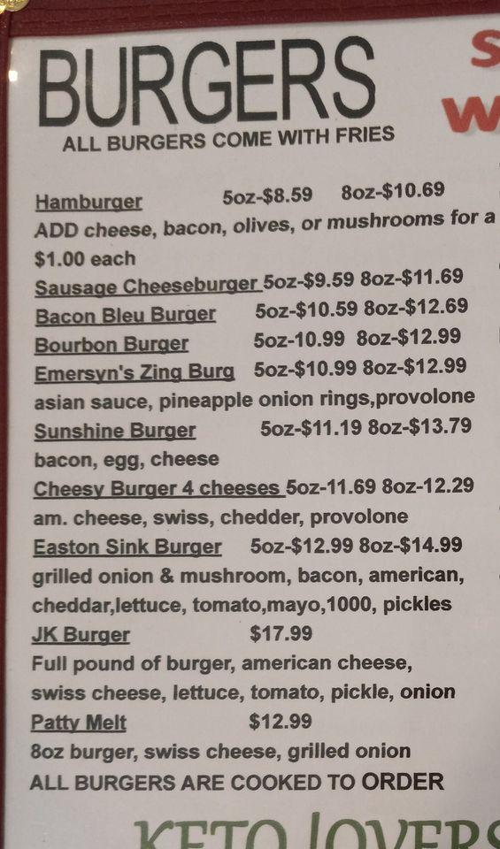 Menu at Jk's Whisper Cafe, Buckley