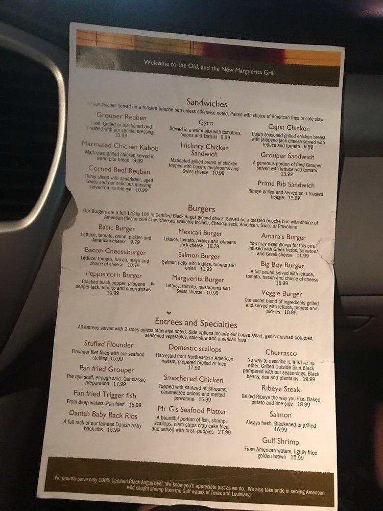 Menu at Marguerita Grill pub & bar, Homosassa, W Halls River Rd