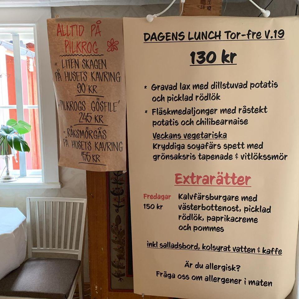 Menu at Pilkrogs Värdshus restaurant, Eskilstuna