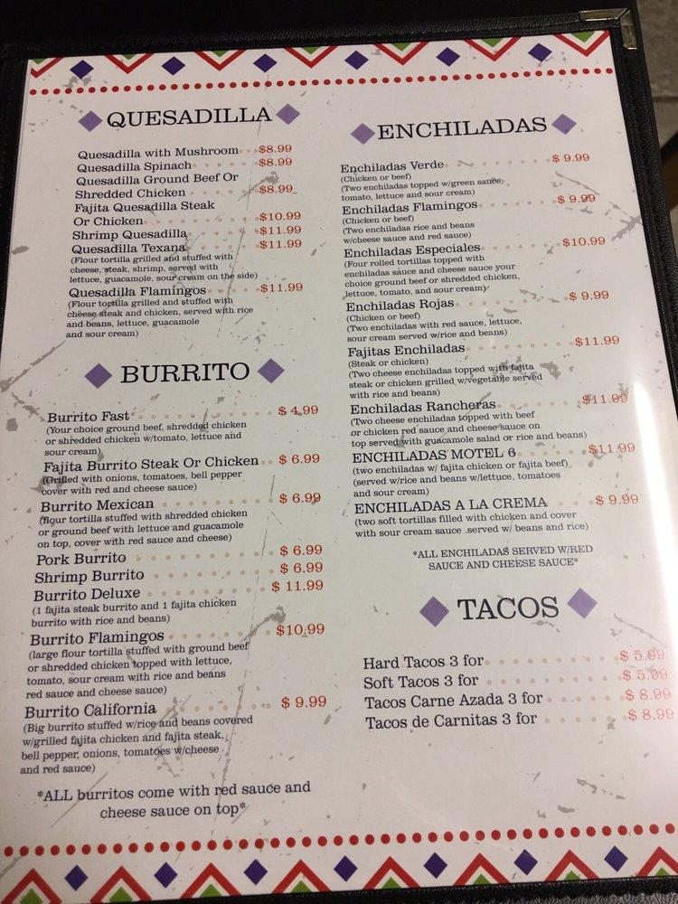 Menu at El Flamingo Mexican Restaurant, Leesville