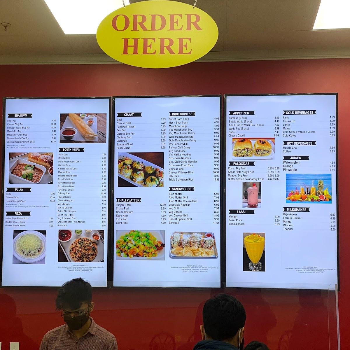 Menu at Honest Restaurant, Bellevue