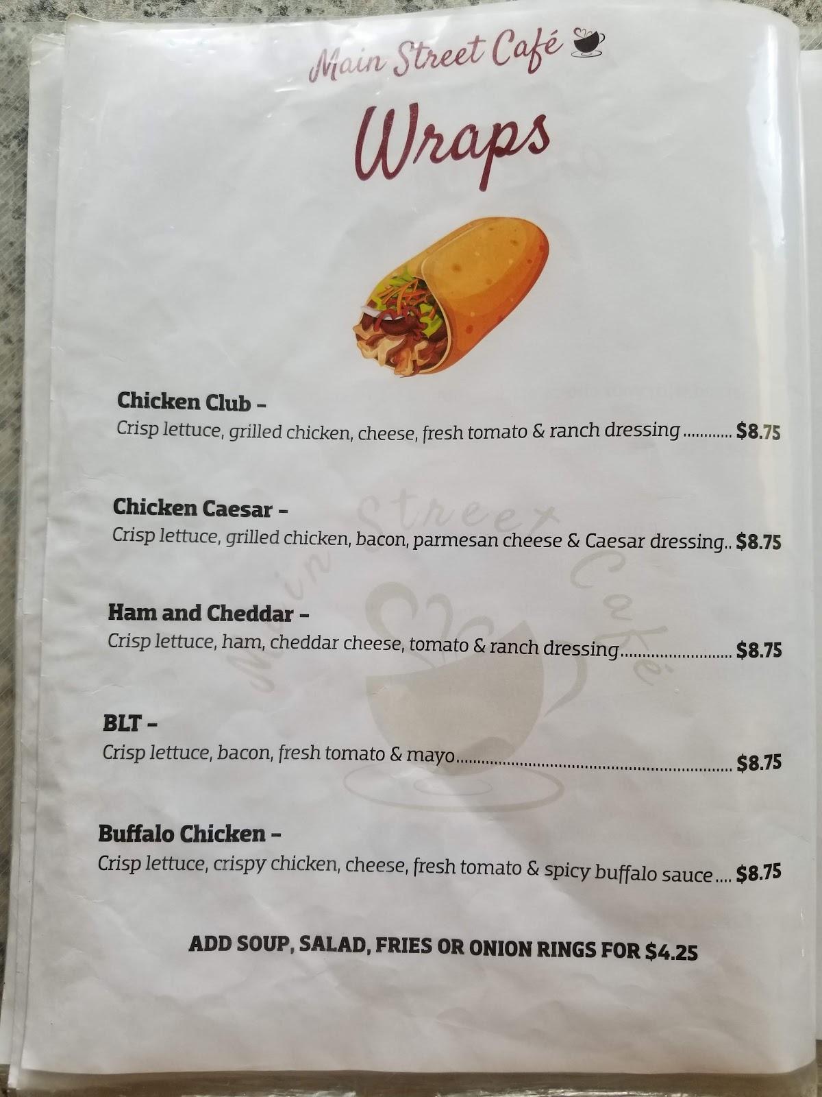 Menu at Main Street Café & Lounge, Foremost