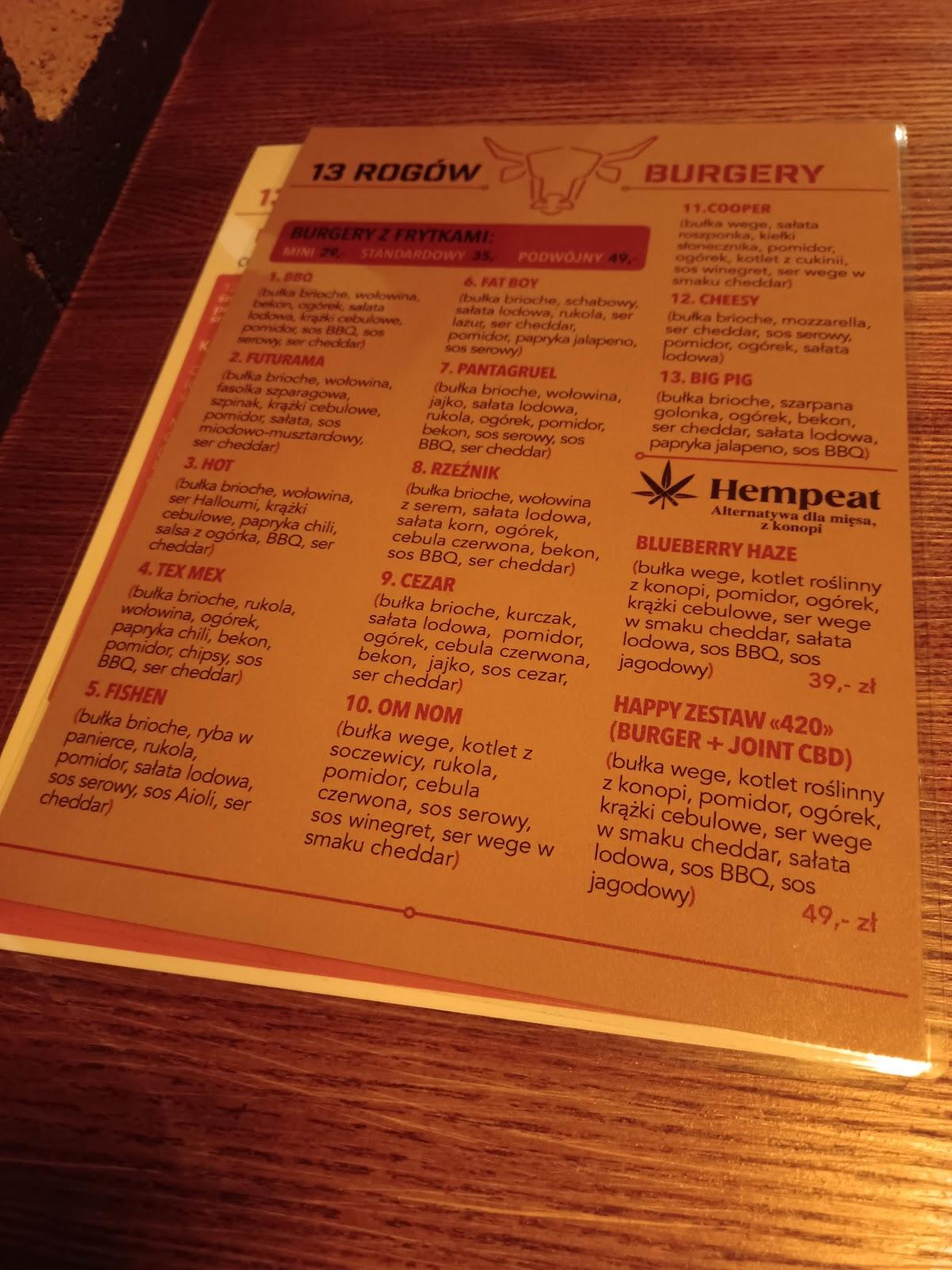Menu at 13 Rogów Food&Friends pub & bar, Warsaw