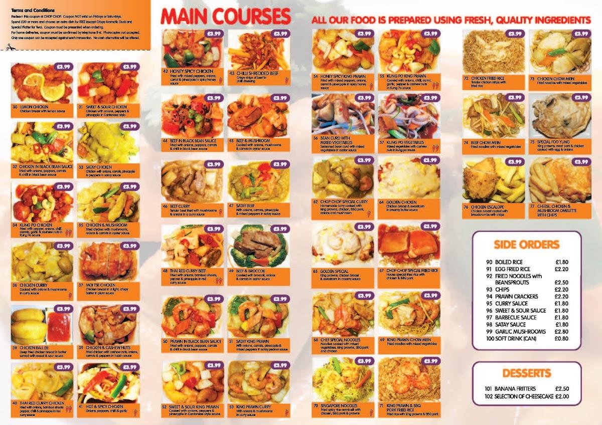 Menu At Chop Chop Express Restaurant Aberdeen