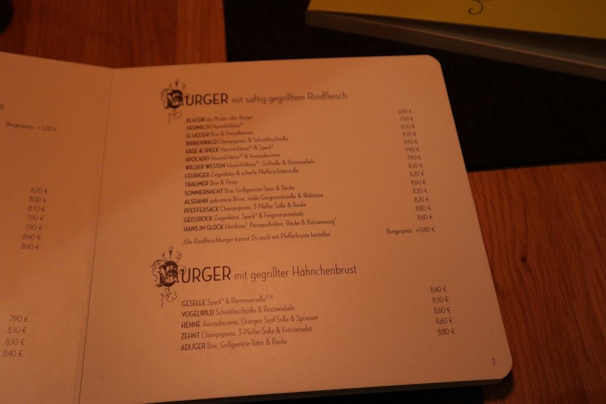Hans Im Glueck Dortmund Menu