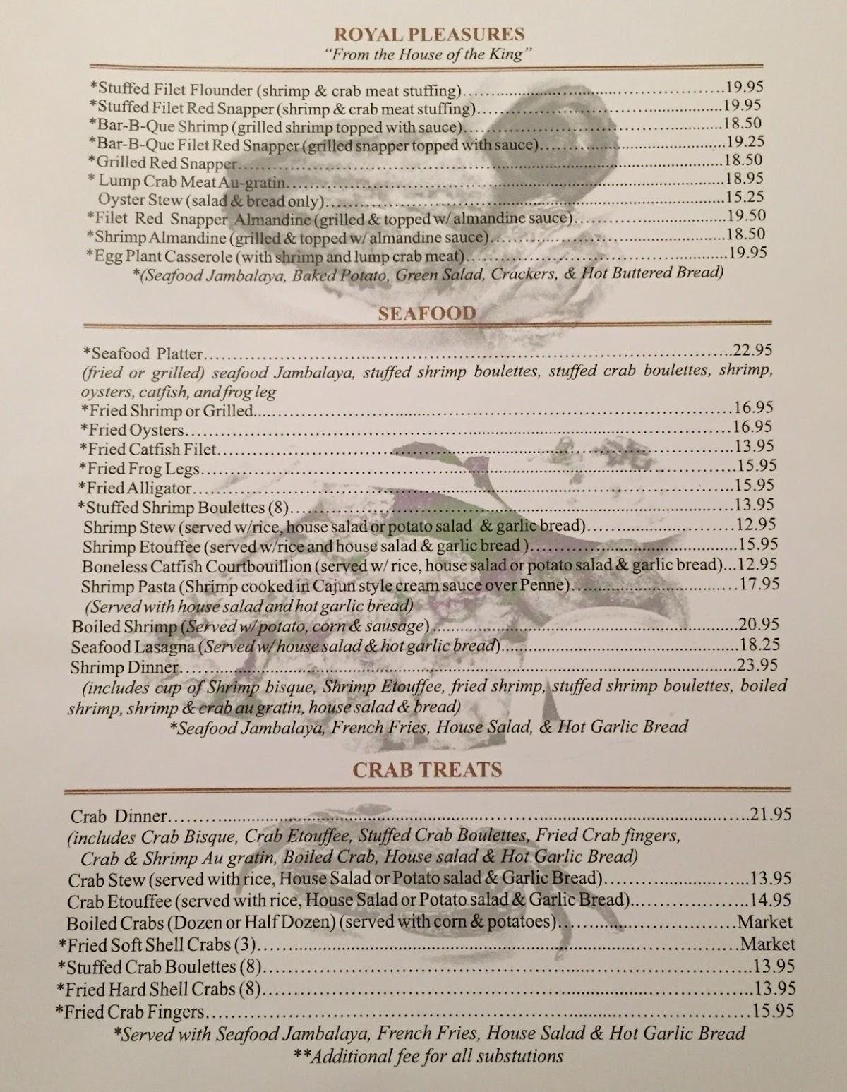 Menu at Lagneaux's restaurant, Lafayette