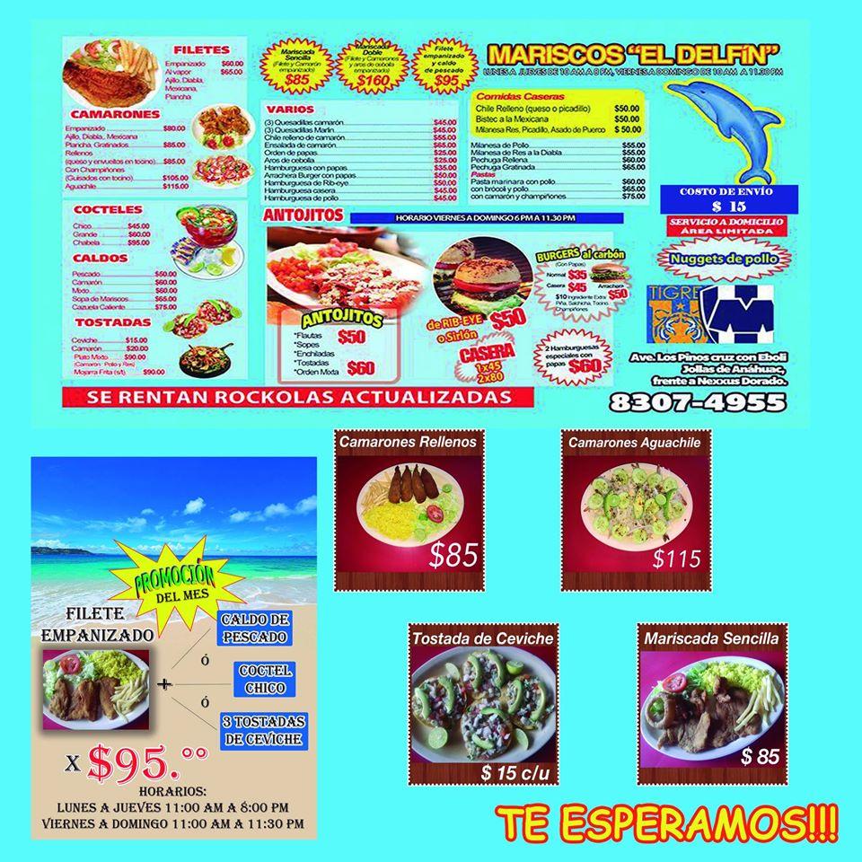 Menu At Mariscos El Delfin Restaurant Monterrey