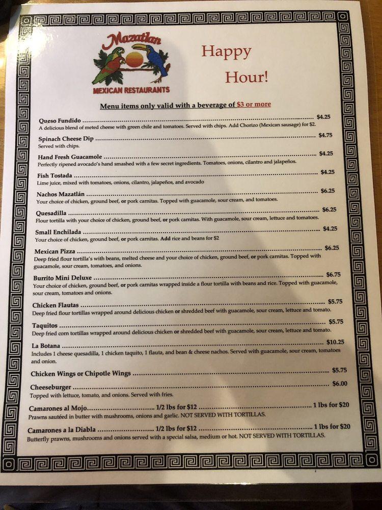 Menu at Mazatlan Restaurant Aloha, Beaverton, NW 185th Ave