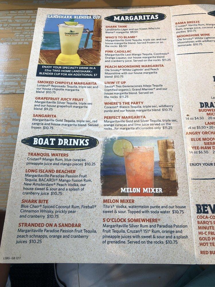 Menu at LandShark Bar & Grill, Gatlinburg