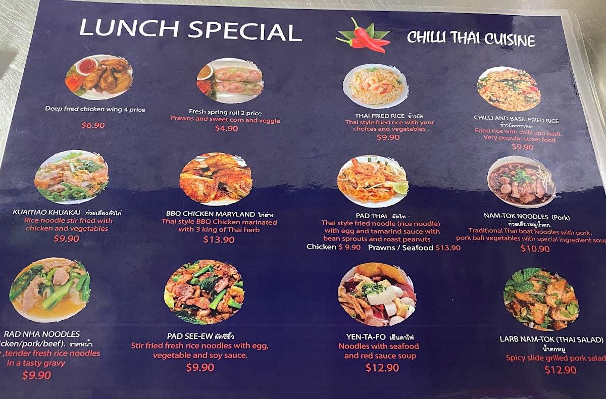 Menu at Chilli Thai Cuisine restaurant, Joondalup