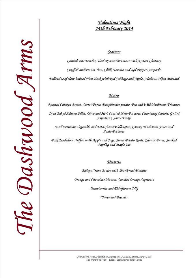 Menu at The Dashwood Roadhouse pub & bar, High