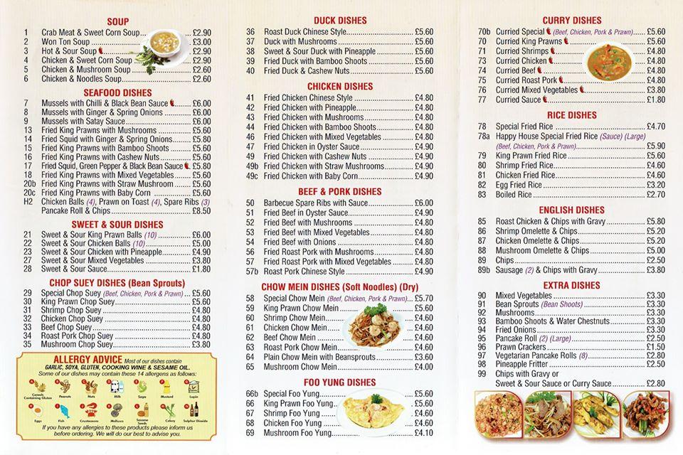 Menu at Happy Chef fast food, Sittingbourne