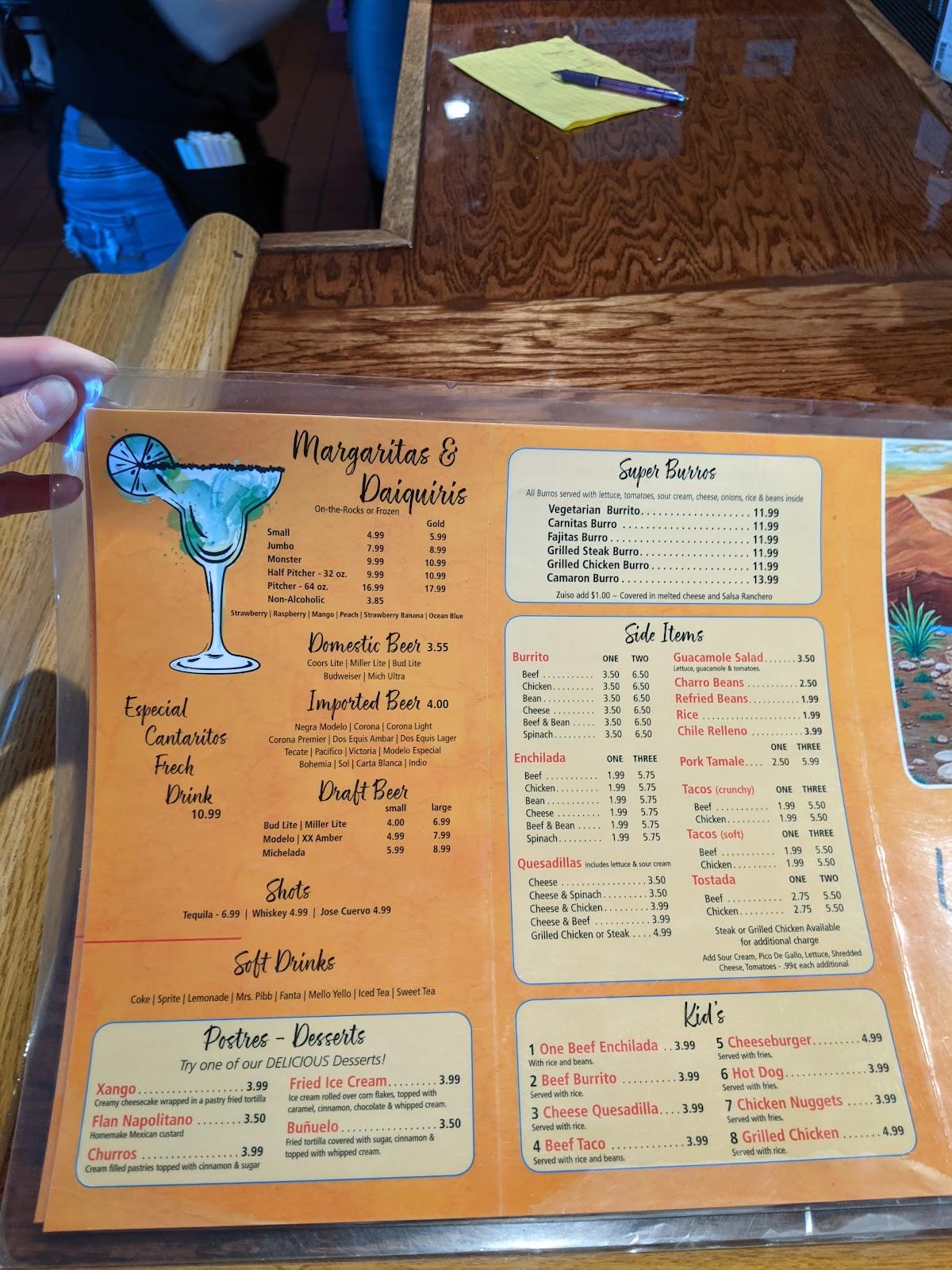 Menu at Los Cantaritos Mexican Grille restaurant, Medina