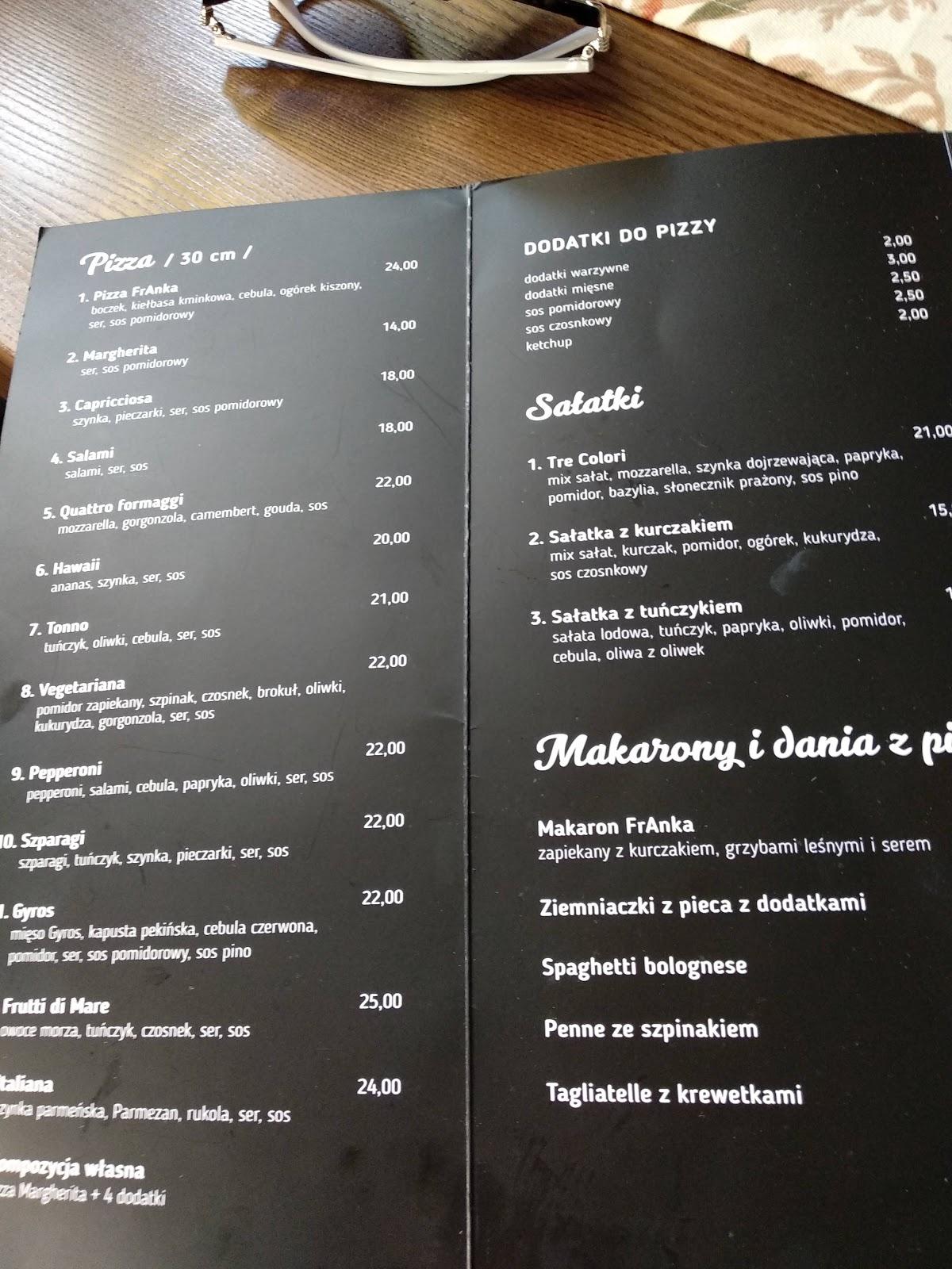 Menu at Przystanek u FrAnka Restauracja Pizzeria Kuchnia Włoska, Koniaków
