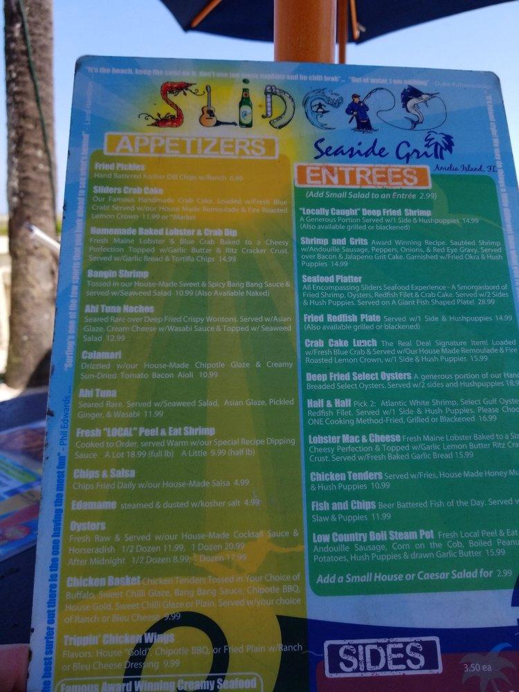 Menu at Sliders Seaside Grill pub & bar, Fernandina Beach
