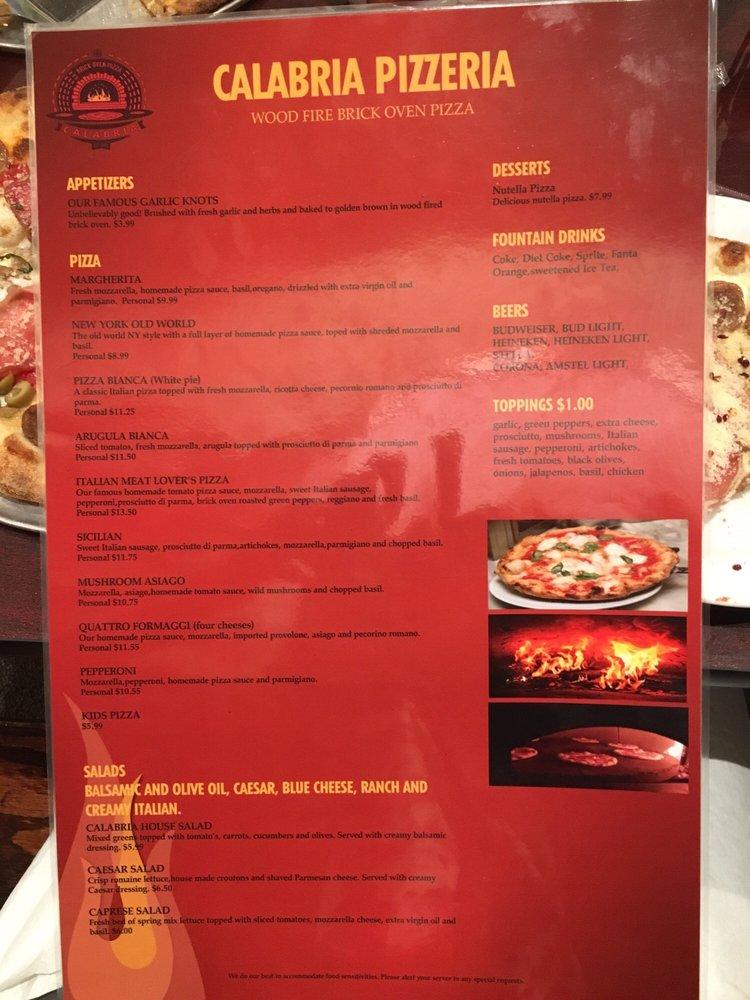 Menu at Calabria Brickoven Pizzeria Mt. Juliet, Mount Juliet