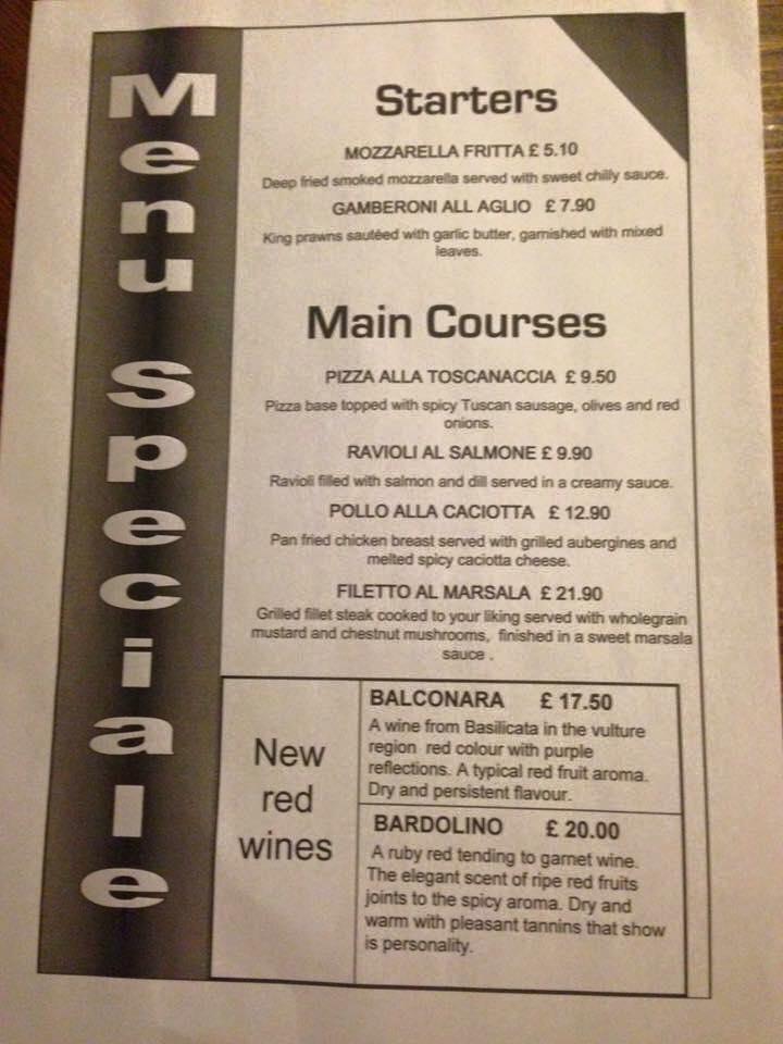 Menu at Gianni's Pizzeria, Penrith
