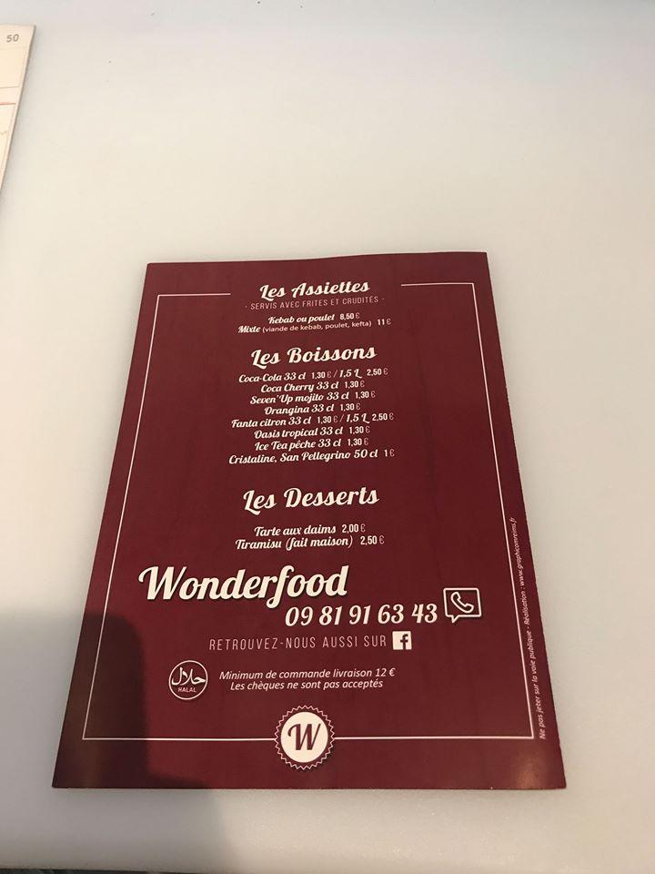 wonderfood menu