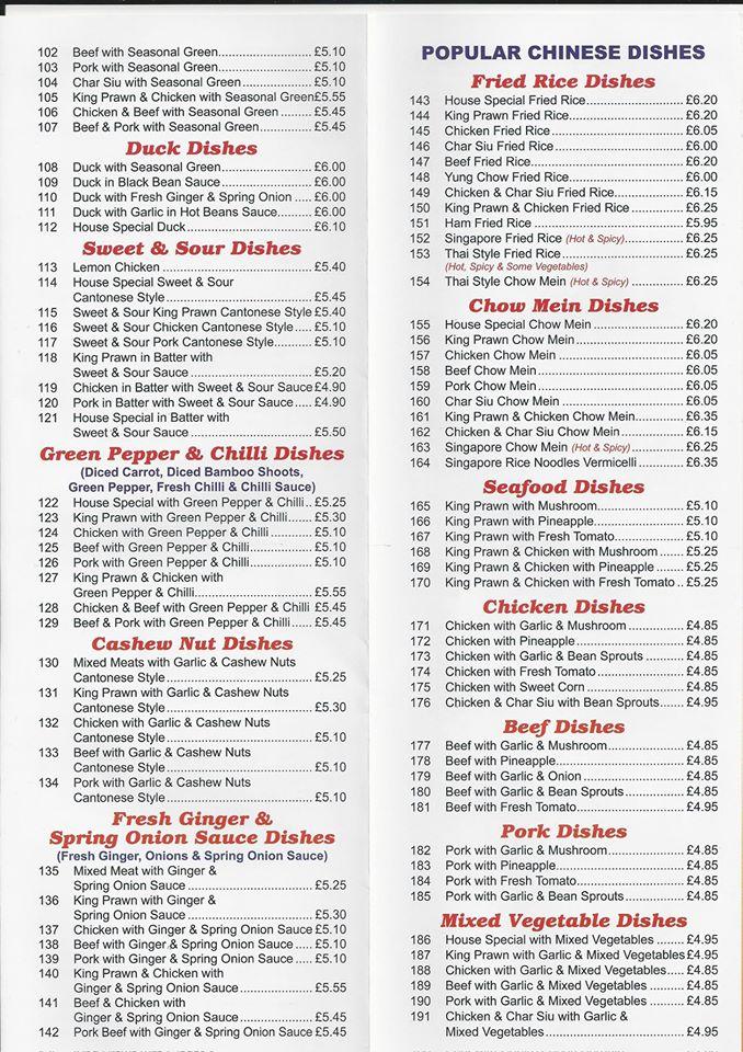 Menu at Nice Curry Chinese Takeaway fast food, Sunderland