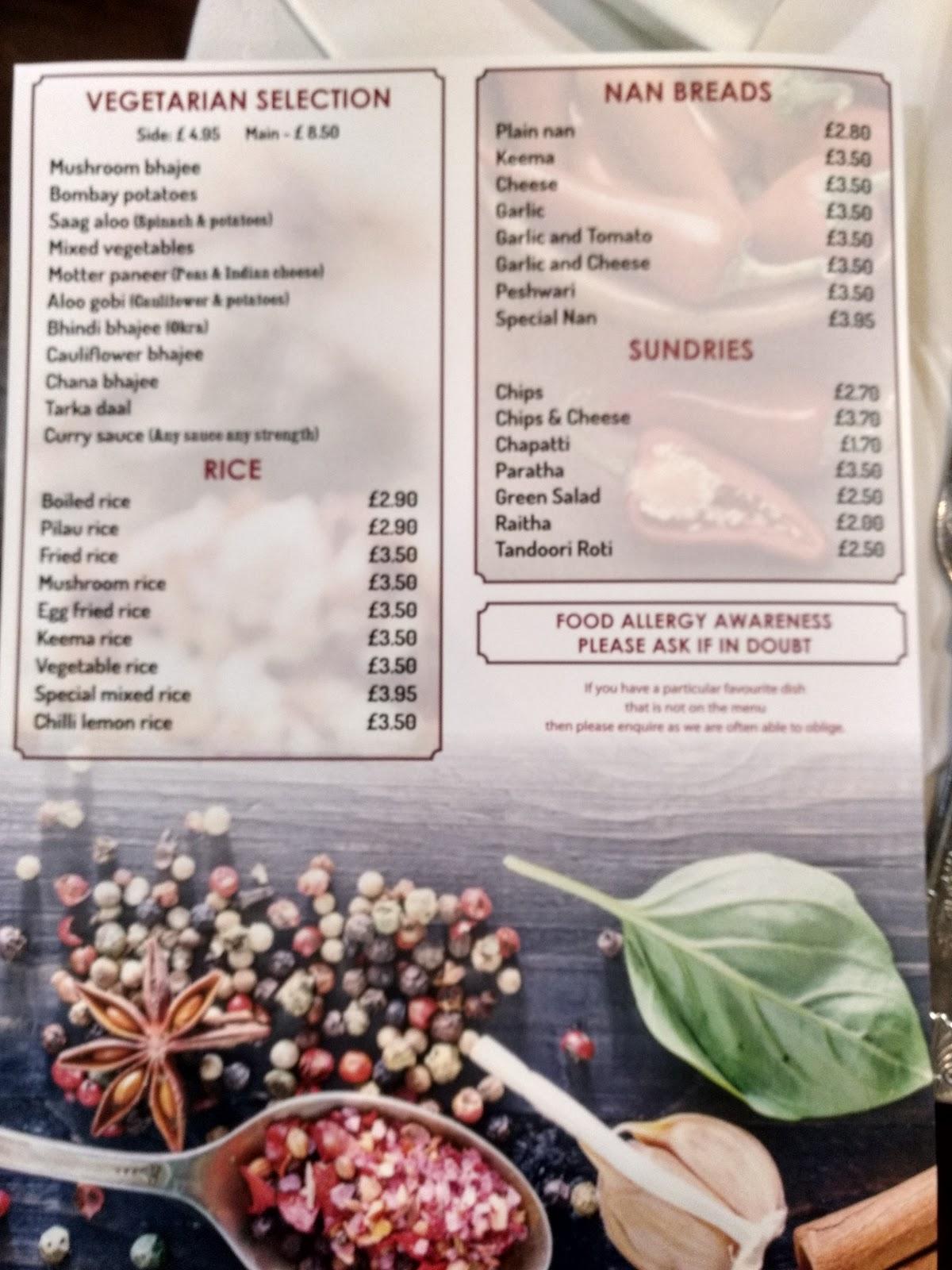 Menu at The Golden Lamb restaurant, Derby