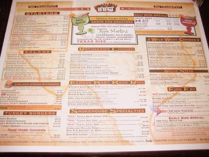 Menu at Dallas BBQ Times Square, West New York, 241 W 42nd St